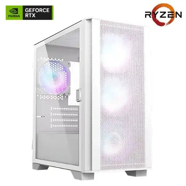 Vektra RDY Air 100 White AMD Gaming PC - AMD Ryzen CPU, Nvidia GeForce RTX, 32GB DDR5 6000MT/s, 1TB NVMe SSD, Win - 11 Pro, 2 Years Warranty - Vektra Computers LLC Vektra RDY Air 100 White AMD Gaming PC - AMD Ryzen CPU, Nvidia GeForce RTX, 32GB DDR5 6000MT/s, 1TB NVMe SSD, Win - 11 Pro, 2 Years Warranty - Vektra Computers LLC